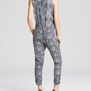 Michael Stars Women's Black & White Snakeskin Python Sleeveless Jumpsuit Small